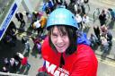 Fran Bardsley looking cool and collected on the charity abseil