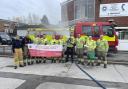 Crew members at Bicester Fire Station ready for charity car wash. Credit: Bicester Fire Station