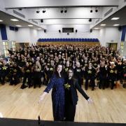 Rock Choir members from Wantage, Oxford, Abingdon, Didcot and Witney are excited to be back to rehearsals in real life and meet at the Wantage Beacon for a big sing..29/01/2022.Picture by Ed Nix..