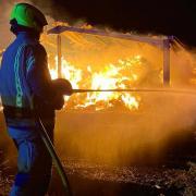 Oxfordshire firefighters tackled the blaze at a barn in Grendon Underwood. Picture: Oxfordshire Fire and Rescue Service