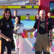 Bicester Pride members with Bicester fire fighters. Photo credit: Eddy Xi Gong