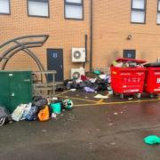 Overflowing bins on Kingsmere estate