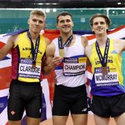 Ben Claridge celebrates with his silver medal. Picture: Getty Images for British Athletics