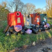 Rubbish left at bins near Stoke Wood, Bicester. Credit: Jamie Jessett