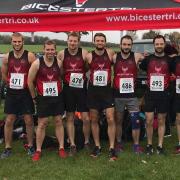 Bicester Tri's men's team at the first round of the Oxford Mail Cross Country League