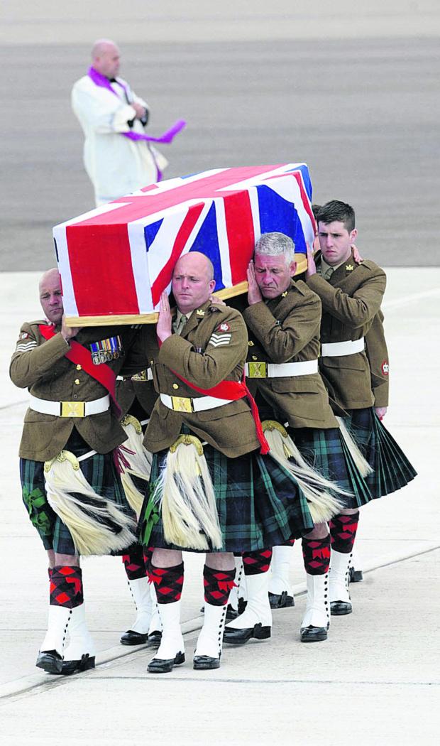 The repatriation of Private Robert Hetherington, of The Royal Regiment Of Scotland, at RAF Brize Norton in May