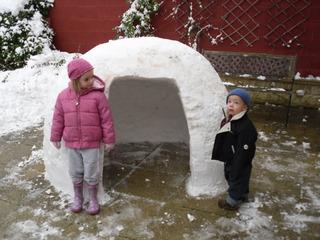 Millie (3) and Sam (1) from Kennington playing in Igloo.
Sent by Zoe Taylor 