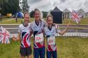 Fiona Bunn (right) with victorious Great Britain teammates Megan Keith (left) and Grace Molloy
