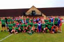 Oxford Cavaliers and Cheltenham Phoenix pose for a photo after the Plate final
