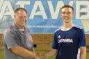Lewis Moore with Ken Hassler – Catawba’s Head of Soccer