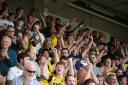 Oxford United fans celebrate at Cheltenham Town earlier in the season. Picture: Darrell Fisher