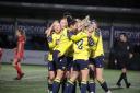 Oxford United Women celebrate against MK Dons. Picture: Darrell Fisher