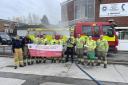 Crew members at Bicester Fire Station ready for charity car wash. Credit: Bicester Fire Station