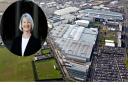 Liz Leffman and aerial view of the Oxford Mini plant