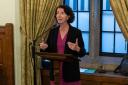 Anneliese Dodds delivers her speech at the Houses of Parliament. Picture: Jason Dawson