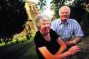 Ron and Diana Cosford outside St Mary's Church in Iffley