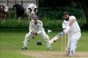 Oxford & Bletchingdon Nondescripts’ batsman Wasim Mohammed hits out – with some interested onlookers paying close attention – during his side’s 70-run defeat at the hands of Sandford St Martin in Division 3 of the Cherwell