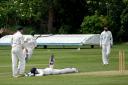 Abingdon Vale batsman Charlie Tomlinson fails to make his ground despite a dive during his side’s thrilling clash with Shipton-under-Wychwood Picture: Ric Mellis