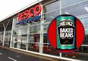 (Background) Tesco. ( Circle) Heinz Baked Beans. Credit: PA
