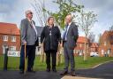 (L-R) Mayor of Bicester, Harry Knight, and Lorraine Knight with Andrew Dauncey, development director