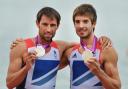 Mark Hunter (left) and Zac Purchase with their silver on the podium