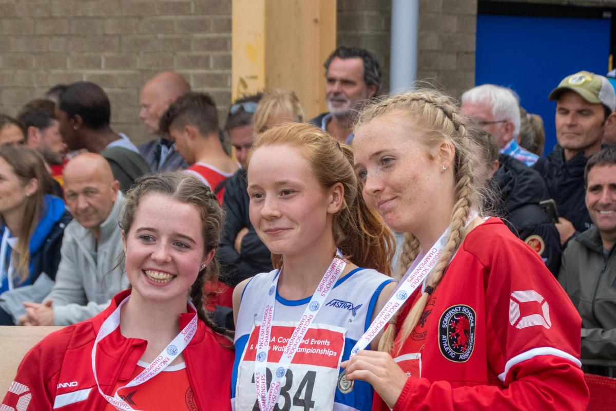 Eloise Hind (centre) at English Schools. Picture: Ian Marriott