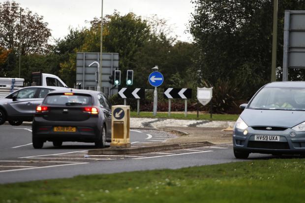 Bicester Advertiser: Roundabout set to be developed with traffic lights, three lanes, improved cycles and pedestrian access. 26/10/2021 Picture by Ed Nix