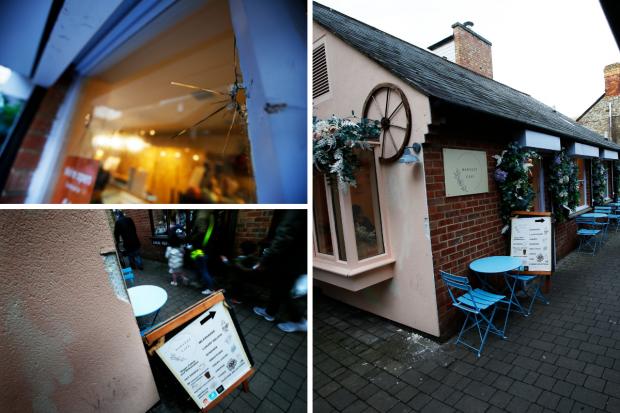 The Harvest Cafe in Evans Yard, Bicester, has been damaged by youths. Pics by Ed Nix