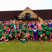 Oxford Cavaliers and Cheltenham Phoenix pose for a photo after the Plate final