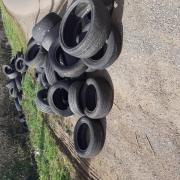 Dumped tyres left on road side