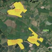 Graphic showing three new solar farms. Photo credit: CPRE Oxfordshire.