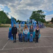Students from The Bicester School with their art creation for Bicester Festival 2021