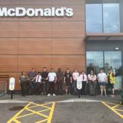 The group of litter pickers outside Bicester McDonalds