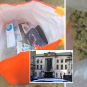The Bag for Life; cannabis found in the raid and, inset, Oxford Crown Court Pictures: TVP/OM