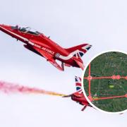 What time the Red Arrows will fly over Oxfordshire tomorrow AND Sunday