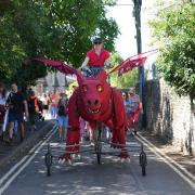 Gwynhaff the Dragon leading the parade