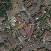 Proposed site of new dwellings on car park