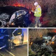 Crash between van and car. Pictures by Oxfordshire Fire and Rescue Service