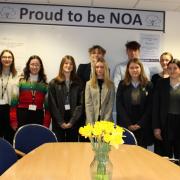 MP Victoria Prentis (far right) with students at North Oxfordshire Academy