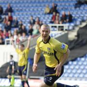 James Constable celebrates his two goals