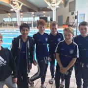 Bicester Blue Fins members at Thame (from left) William Rotherham, Rayan Guesmi, Harry Snelgrove, Maddox Moore, Ollie Snelgrove and Ethan Osborne