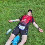 Bicester Tri’s Clare Laurence catches her breath during the weekend warrior event at Blenheim