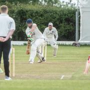 Shaun Morton plays it safe during his superb 139 not out for Wootton & Boars Hill against Hanborough   Pictures: Richard Cave